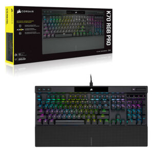 Corsair CH-9109414-NA, K70 Pro Mechanical Gaming Keyboard, USB-A, Wired, Cherry MX Speed, RGB, Black, 2 Year Warranty