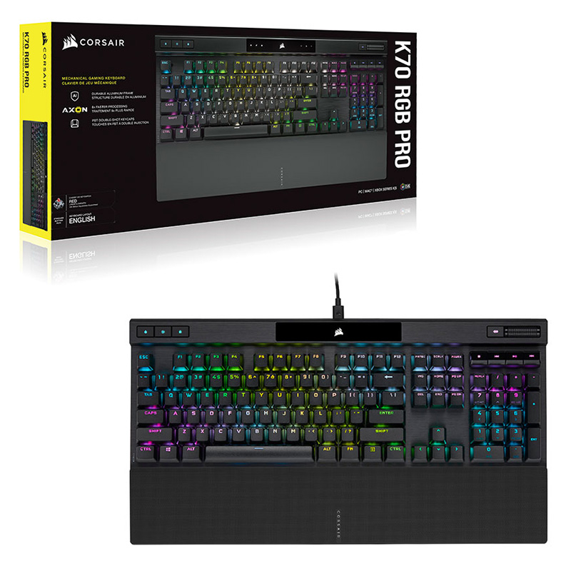 Corsair CH-9109414-NA, K70 Pro Mechanical Gaming Keyboard, USB-A, Wired, Cherry MX Speed, RGB, Black, 2 Year Warranty
