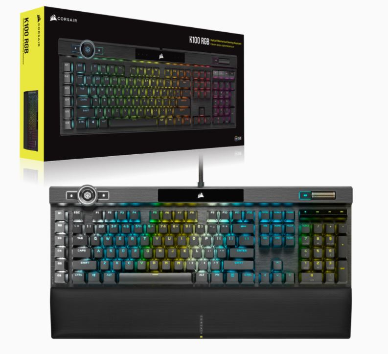 Corsair CH-912A01A-NA, K100 RGB Optical-Mechanical Gaming Keyboard, RGB, Corsair OPX, Wired: 2 xUSB 3.0, 3.1 Type-A, Black, 1 Year Warranty - Image 2