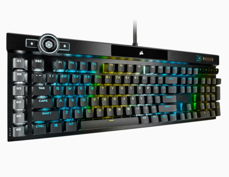 Corsair CH-912A01A-NA, K100 RGB Optical-Mechanical Gaming Keyboard, RGB, Corsair OPX, Wired: 2 xUSB 3.0, 3.1 Type-A, Black, 1 Year Warranty - Image 6