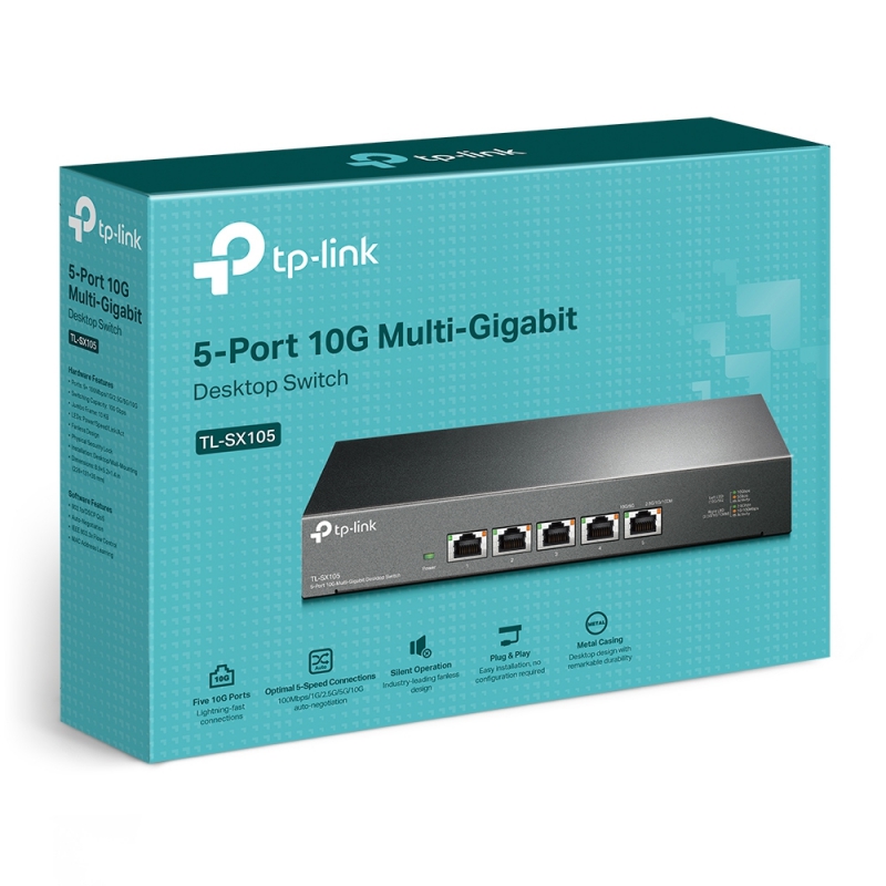 TP-Link TL-SX105, 10G Desktop Switch, 5 Ports, Switching Capacity: 100 Gbps, 5 Year Warranty
- Image 9