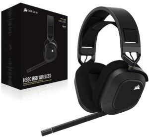 Corsair CA-9011235-AP, HS80 RGB Premium Gaming Headset, Wireless, Black, 2 Year Warranty