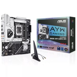 Asus B860M AYW GAMING WIFI, Micro ATX, Intel LGA 1851, 2xDDR5, 2xM.2, 4xSATA 6Gb/s, RAID, 1xHDMI, 3xPCIe, GbE Lan, Wireless AX+Bluetooth, 3xUSB-A, 3xUSB2.0, 3 Year Warranty