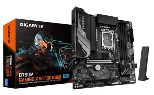 Gigabyte B760M GAMING X WIFI6E GEN5, Micro ATX, Intel LGA 1700, 4xDDR5, 2xM.2, 4xSATA 6Gb/s, RAID, 2xPCIe, 1xHDMI, 1xDP, GbE LAN, Wireless AX+Bluetooth, 3xUSB3.2, 5xUSB2.0, 3 Year Warranty