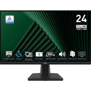 MSI Pro MP245G, 24" FHD 100Hz IPS Business Monitor, 1920x1080, 16:9, 1ms, 100Hz, Adaptive Sync, 1xHDMI 1xVGA 1xDP, Speakers, VESA,Tilt, 4 Year Warranty