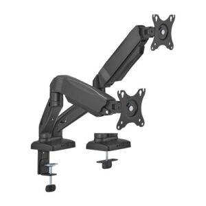 Brateck LDT13-C024E, Dual Monitor Arm, 17" to 32" Display Upto 9kg per Screen, Desk Mount, VESA, Adjustable Height, Tilt, Swivel, 5 Year Warranty