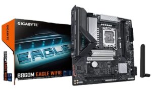 Gigabyte GA-B860M-EAGLE-WIFI6, Micro ATX, Intel LGA 1851, 2xDDR5, 2xM.2, 4xSATA 6Gb/s, RAID, 2xPCIe, 1xHDMI, 1xDP, GbE LAN, Wireless AX+Bluetooth, 3xUSB3.2, 3xUSB2.0, 3 Year Warranty