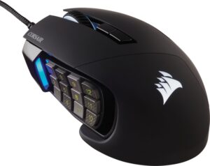 Corsair CH-9304211-AP, SCIMITAR RGB ELITE Optical MOBA/MMO Gaming Mouse, Black, 17 programmable buttons, 18,000 DPI, 2 Years