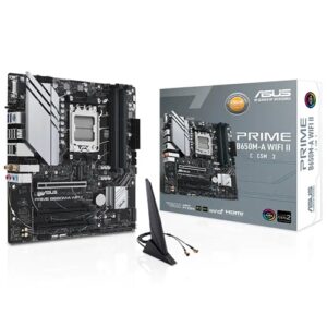 Asus B650M PRIME B650M-A WIFI II-CSM, AMD AM5 Micro-ATX Motherboard 4x DDR5 192GB, 1x PCIe 4.0 x16 slot,2 x M.2 slots, 4 x SATA,Wi-Fi 6 1 x HDMI.1, 3 Year Warranty