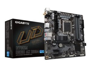 Gigabyte GA-B760M-DS3H-AX-DDR4, Micro-ATX Intel LGA 1700 m-ATX Motherboard, 4x DDR4 ~128GB, 1x PCI-E x16, 1x PCI-E x1, 2x M.2, 4x SATA, 3x USB 3.2, 2x USB 2.0, 3 Year