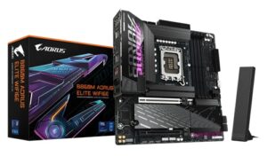 Gigabyte GA-B860M-A-ELITE-WIFI6E, Micro ATX, Intel LGA 1851, 4xDDR5, 3xM.2, 4xSATA 6Gb/s, RAID, 2xPCIe, 2xHDMI, 1xDP, 1xTB4(Alt DP), GbE LAN, Wireless AX+Bluetooth, 1xUSB-C, 4xUSB2.0, 6xUSB3.2, 3 Year Warranty