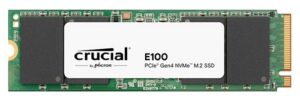 Crucial CT480E100SSD8, E100, 480GB, Gen4 NVMe SSD, M.2 PCIe4, 4700/2500 MB/s R/W, 100TBW, 350K/460K IOPS, 1.5M hrs MTTF, 3 Year Warranty