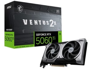 MSI G506T-16V2CP, Nvidia GeForce RTX 5060 Ti 16G VENTUS 2X OC PLUS, 16GB GDDR7, Core Clock: 2602MHz, Cuda Core: 4608, 1xHDMI, 3xDP, PSU: 600W, PCIe5.0, 3 Year Warranty