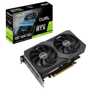 Asus DUAL-RTX3060-O12G-V2, Nvidia GeForce RTX 3060, 12GB GDDR6, Core Clock: 1867MHz, Cuda Core: 3584, 1xHDMI, 3xDP, PSU: 650W, PCIe4.0, 3 Year Warranty, LHR Version