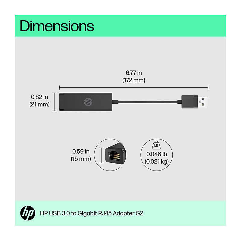 HP USB to Gigabit RJ45 Adapter - Image 2