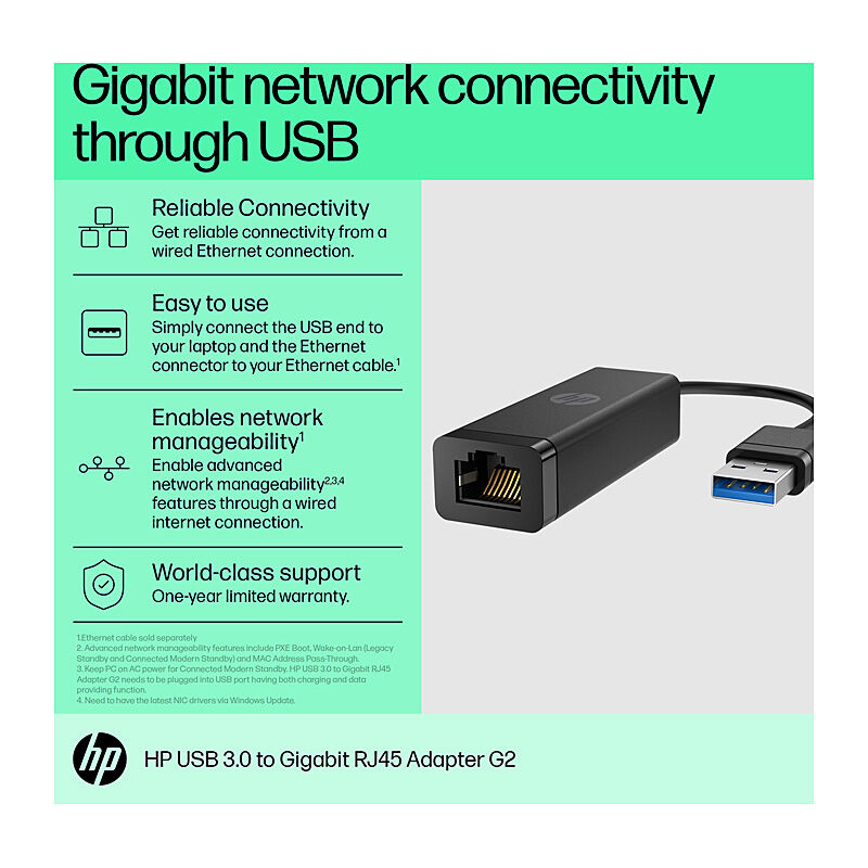 HP USB to Gigabit RJ45 Adapter - Image 3