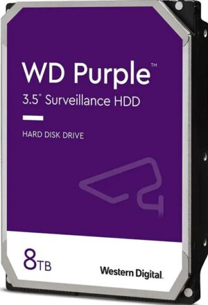 Western Digital WD85PURZ, 8TB Purple 3.5" Hard Drive, SATA III, 5400RPM, 256MB Cache, Surveillance Storage, up to 64 Cameras, 3 Year Warranty