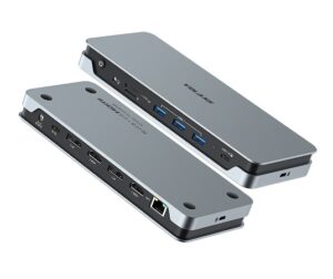 Volans VL-UCDLMD, Aluminum 14-in-1 Quadruple 4K Display Multifunctional USB-C Docking Station, 100W, 2xDP, 2xHDMI, 4xUSB, 1xGbE Port, 1x3.5mm Jack, 1xSD Card Reader, 1xMicroSD Card Reader, 1 Year Warranty