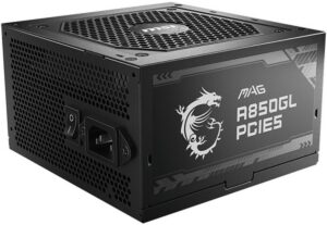 MSI MAG A850GL, 850W, 80 Plus Gold, Fully-Modular, Fan:120mm, ATX, 5 Year Warranty