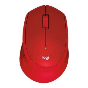 Logitech 910-004916, M331 Silent Plus Wireless Optical Mouse, USB, 1000 dpi, Red, 1 Year Warranty