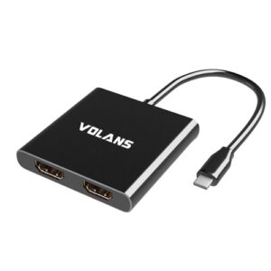 Volans VL-UC2H, Aluminium USB-C to Dual HDMI 2.0 Adapter – 4K@60Hz, 1 Year Warranty