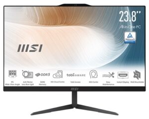 MSI MODERN-AM242P-1M-1651AU, AIO, 23.8", FHD Screen, Intel i7-150U, 16GB DDR5 RAM, 1TB NVMe SSD, Webcam, Keyboard+Mouse, WirelessAX+Bluetooth, Windows11 Pro, Black, 3 Year Onsite Warranty