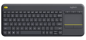 Logitech 920-007165, K400 Plus Wireless Keyboard with Touchpad & Entertainment Media Keys Tiny USB Unifying receiver for HTPC connected TVs, 1 Year