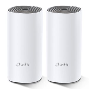 TP-Link Deco E4(2-pack), AC1200 Whole-Home Mesh Wi-Fi System 2-pack, Qualcomm CPU, 867Mbps at 5GHz+300Mbps at 2.4GHz, 2 10/100Mbps Ports, 2  internal antennas, MU-MIMO, Beamforming, Parental Controls, Quality of Service, Reporting, Access Point Mode, IPv6 Ready, Assisted Setup, Deco App, Cloud Support, Alexa & IFTTT supported, Work with All Deco Models, 3Years