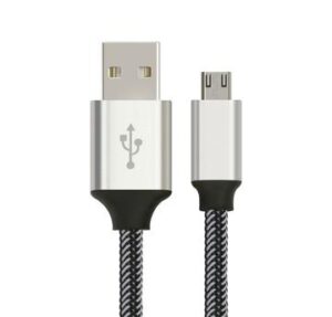 Astrotek AT-USBMICROBW-1M, 1m Micro USB Data Sync Charger Cable Cord Silver White Color for Samsung HTC Motorola Nokia Kndle Android Phone Tablet & Devices, 1 Year