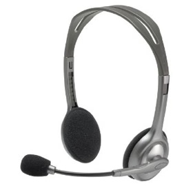 Logitech 981-000459, H110 Stereo Headset, On ear, Frequency response: Headset: 20Hz-20,000Hz Microphone: 100Hz-16,000Hz, 6-foot shielded cord, 3.5mm colour-coded connectors, Noise-canceling microphone, Flexible, rotating boom, 2 Year Warranty