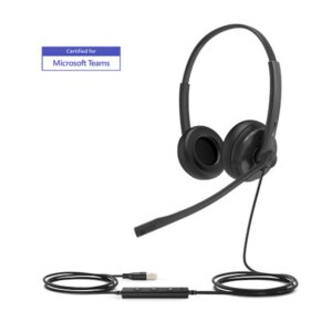 Yealink UH34-DUAL-TEAMS, Professional Headset, Stereo, Noise Canceling, USB-A, Wired, Black, 2 Year Warranty