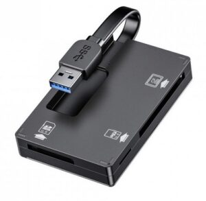 Simplecom CR309 3-Slot SuperSpeed USB 3.0 Card Reader with Card Storage Case, 1 Year Warranty