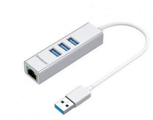 Simplecom CHN420-silver, Aluminium, 5Gbps Hub, 3xUSB 3.0 ,1xUSB 2.0, Gbe LAN, 1 Year Warranty