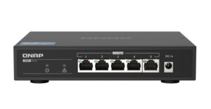 QNAP QSW-1105-5T 5 Port Gigabit Switch, Supports up to 2.5Gbe Connectivity, Plug and play