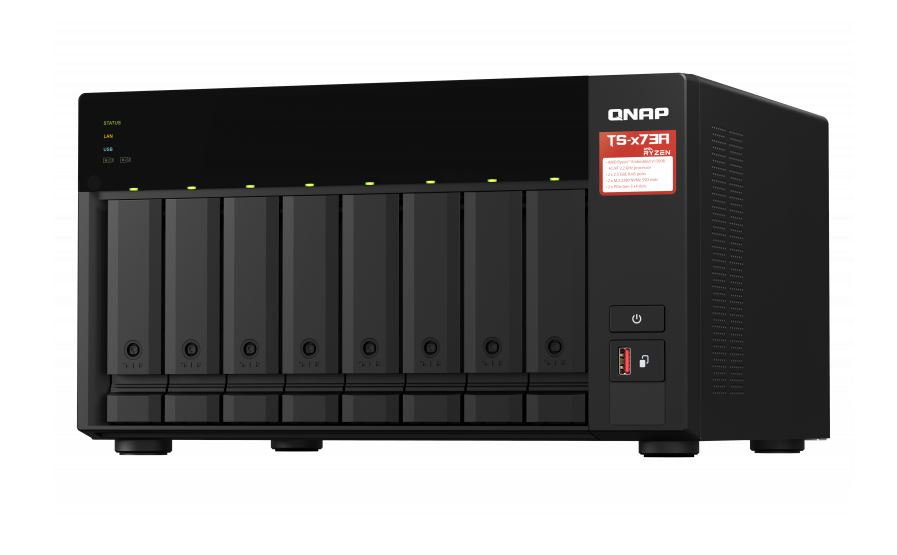 QNAP TS-873A-8G 8 Bay NAS AMD Ryzen™ Embedded V1500B 4-core/8-thread 2.2 GHz 8GB RAM 2xM.2 2280 PCIe 2x2.5GbE Hot-swappable WOL 3xUSB3.2 3YR WTY - Image 2