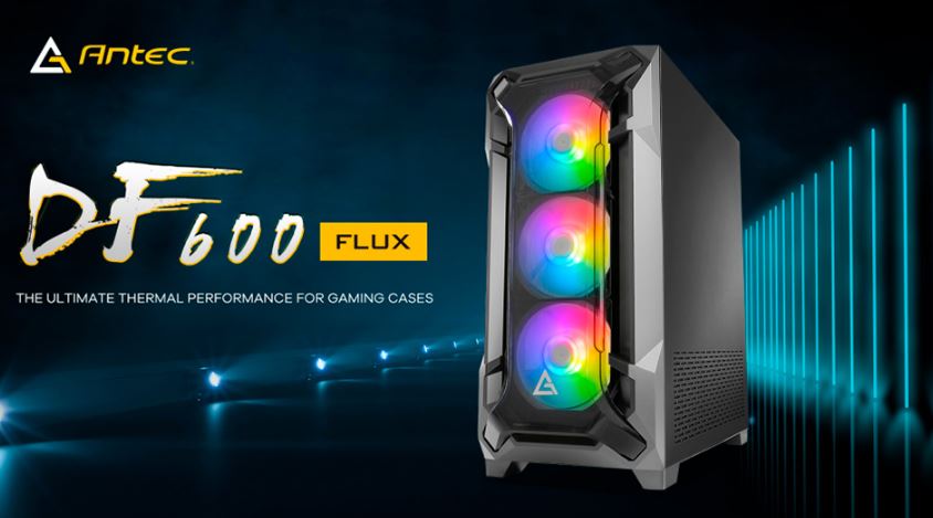 (LS) Antec DF600 FLUX ATX, 5 x120mm Fans Included, 3x ARGB & 2x PWM + Fan Controller, Tempered Glass Side, 2x USB 3.0 High Airflow Thermal Gaming Cas