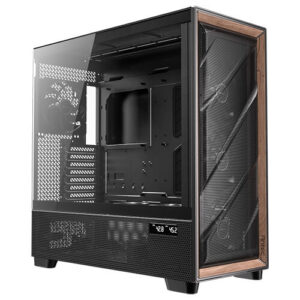 Antec FLUX PRO, E-ATX, Premium Walnut, Iunity Temperature Disp. CPU and GPU LED Display, 6x High Performance Fans, ARGB PWN Ctrl, PSU Shift, Case