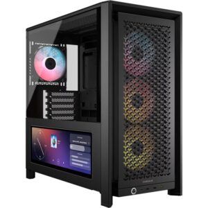 Corsair FRAME 4000D LCD RS ARGB Premium Mid-Tower PC Case- Black, ATX/mATX/ITX/E-ATX, 486x490x239mm, 430mm GPU, 360mm rad, tempered glass