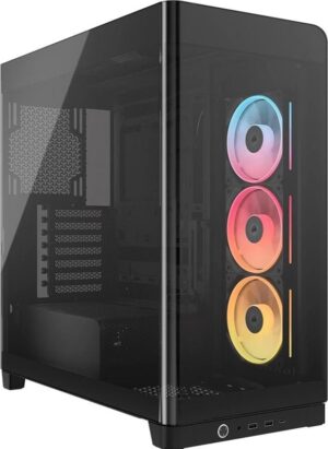 Corsair FRAME 4500X LX-R RGB LINK Panoramic Glass Mid-Tower PC Case Black: up to 460mm GPU, 360mm radiators, rich I/O, and versatile fan/rad mounts