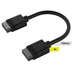 Corsair iCUE LINK Cable, 2x 100mm with Straight connectors, Black