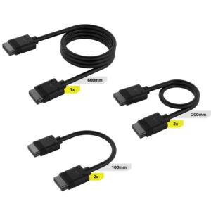 Corsair iCUE LINK Cable Kit with Straight connectors - 100mm x 1, 200mm x 1, 600mm x 1 Black