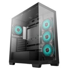 DeepCool CG580 4F Panoramic ATX Mid-Tower Case, 4 x Pre Installed Fans Single Chamber, Support Up to 2x 360mm Radiators, Front 2x USB3.0 (LS)