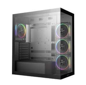 DeepCool CG580 4F v2 Panoramic ATX Mid-Tower Case, 4 x Pre Installed Fans Single Chamber, Support Up to 2x 360mm Radiators, Front 2x USB3.0