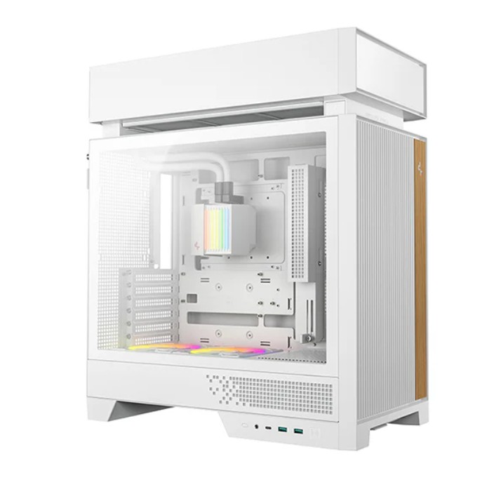 DeepCool CL6600 White Innovative Compartmentalised ATX Case, Pre-installed 360mm Liquid Cooler, Up To 388mm GPUs, BTF, 7 Expansion Slots