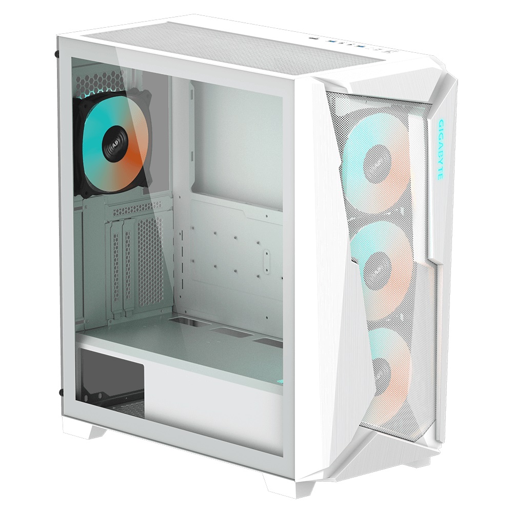 Gigabyte C301 RGB Tempered Glass E-ATX White Mid Tower Gaming Chassis 2x3.5' 2x2.5' 2xUSB3.0 Detachable Dust Filter Liquid Cooling PSU Standard ATX - Image 2