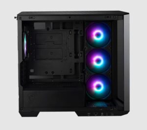 MSI MAG PANO 100R PZ BLACK Mid Tower, 2 x USB 5Gbps , 1x USB C 20Gbps, 1 x Audio-Out / Mic,, 3x 2.5', 2x 3.5',