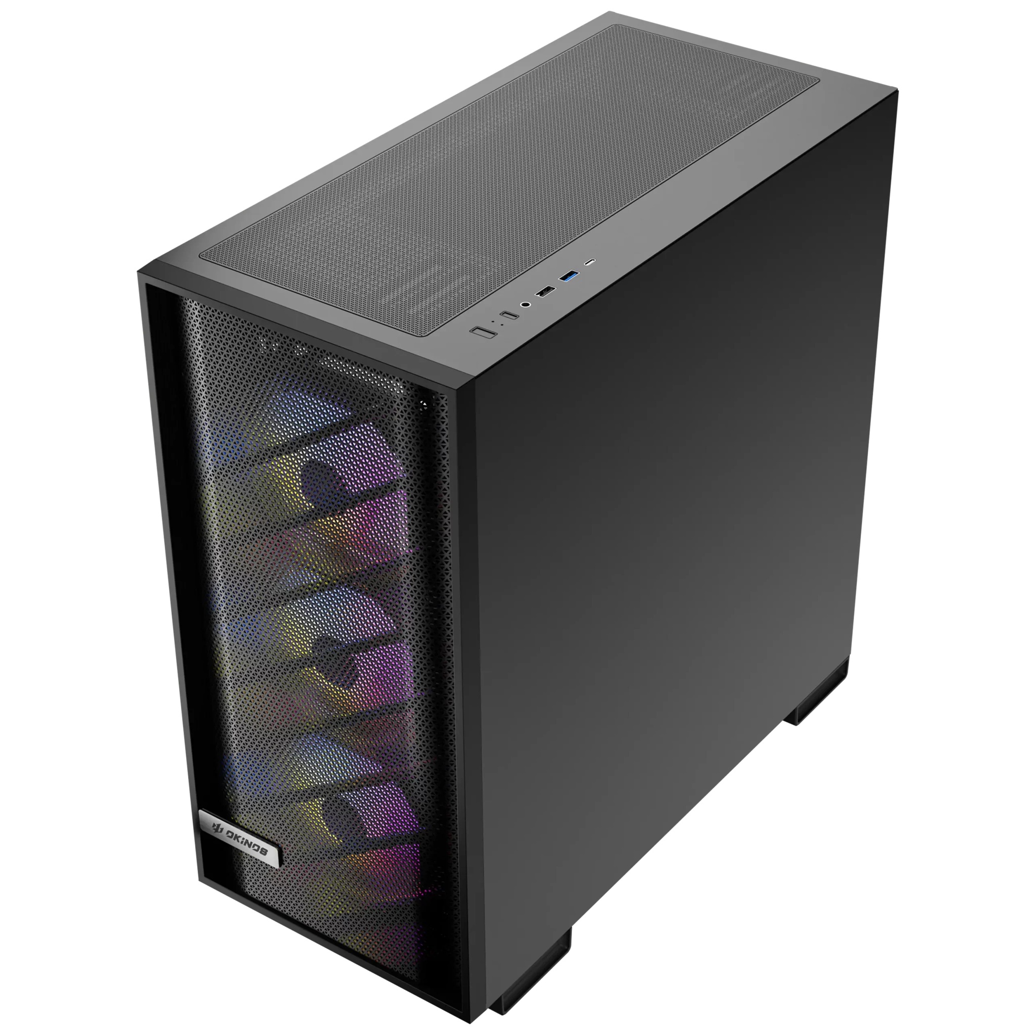 OKINOS 612 ARGB Mid Tower ATX case, tempered glass, USB-C 5Gbps, 4x120mm ARGB fans, 405mm GPU, 175mm CPU, 360mm radiator support - Image 2