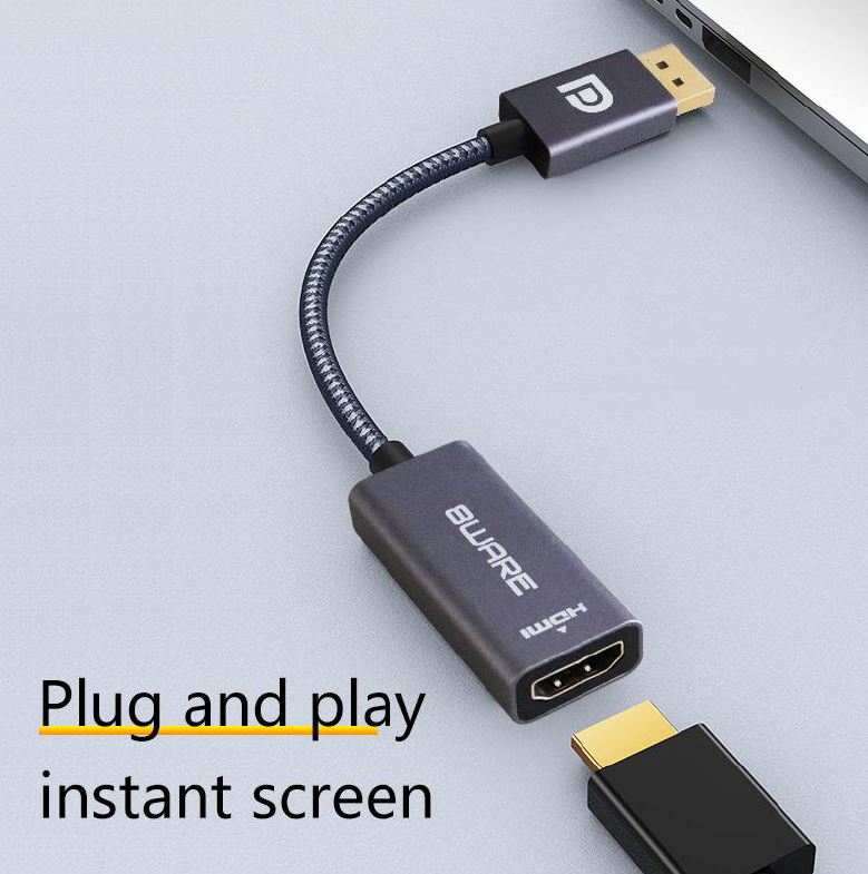 8ware DisplayPort DP to HDMI Adapter Converter Cable 15cm - Male to Female 1080P Gold-Plated for PC/Laptop to HDTVs Projectors Displays Retail Pack - Image 3