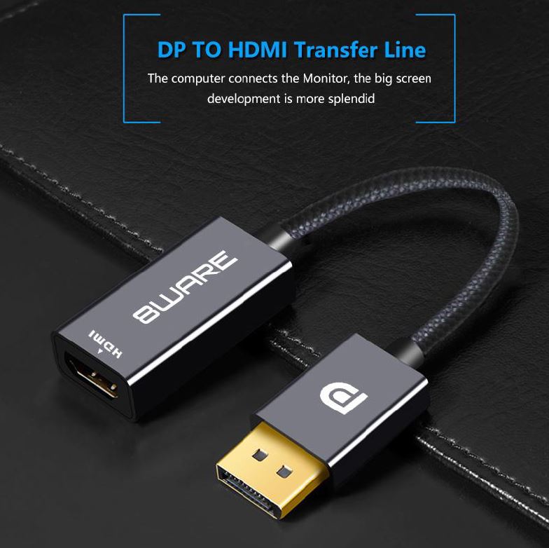 8ware DisplayPort DP to HDMI Adapter Converter Cable 15cm - Male to Female 1080P Gold-Plated for PC/Laptop to HDTVs Projectors Displays Retail Pack - Image 4