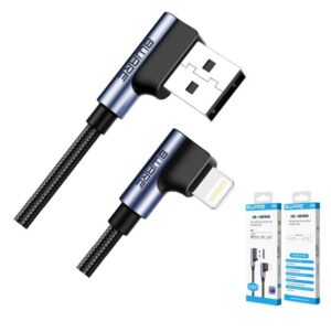 8Ware Premium 1m Apple Certified 90 Degree Angle USB A to Lightning Data Sync Fast Charging Cable for iPhone 12 X XS XR Max 8 iPad Air Retail ~CB8W-I